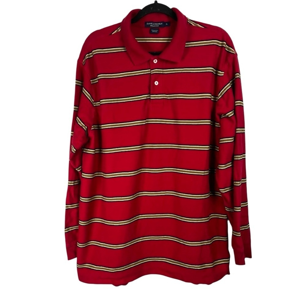 Daniel Cremieux Collection men's  polo shirt - red with stripes - Size XL